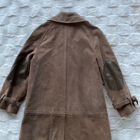🔥Vintage ILGWU USA Made Brown Suede Leather Distressed Duster Jacket Coat XS-S - Picture 12 of 15